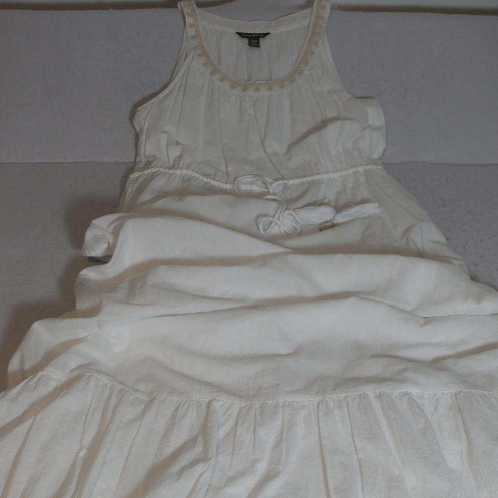 Tommy Bahama Womens Cotton Voile Maxi Dress M White Cottagecore Coastal Romantic